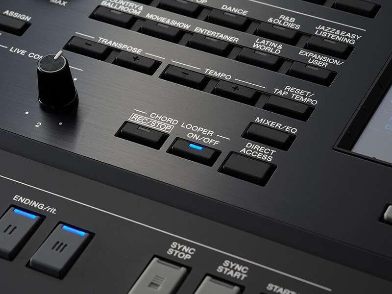 和弦循環 (Chord Looper) 按鈕影像，可在 Yamaha PSR-SX920 上快速錄製與即時播放和弦序列。