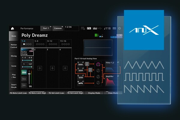 Image showing the SOUND feature with AN-X ENGINE emerging over a screenshot of the interface