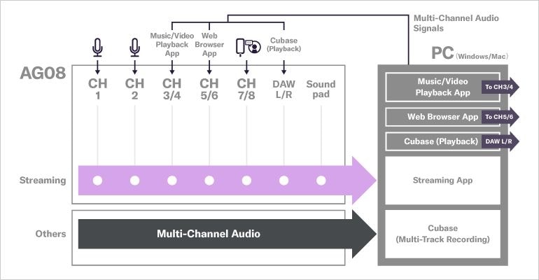 系統範例 3：在 Cubase 上用備份錄音進行直播
