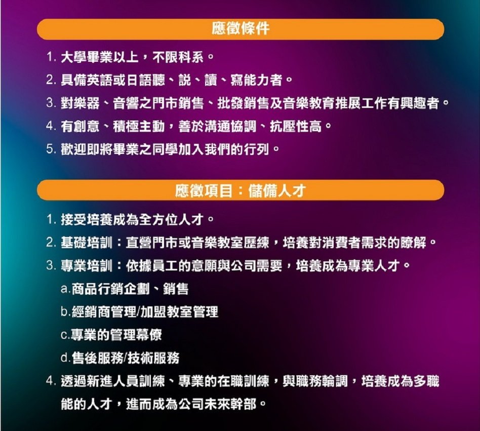 【應徵資訊】