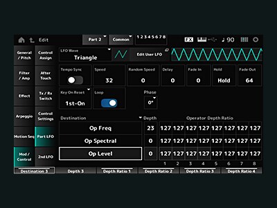 AN-X 和 FM-X 的聲部 LFO (Part LFO) 目標