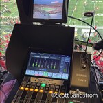 Image: Yamaha DM3 mixing console installed in an NCAA stadium broadcast booth