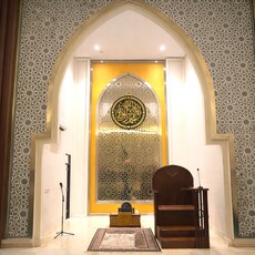 Image: Interior view of the Baiturrahmi Islamic Centre mosque.