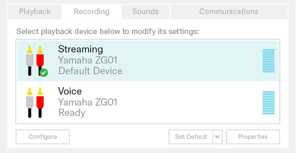 Yamaha ZG01: ZG dedicated driver allows individual signals to be assigned to multiple client software applications